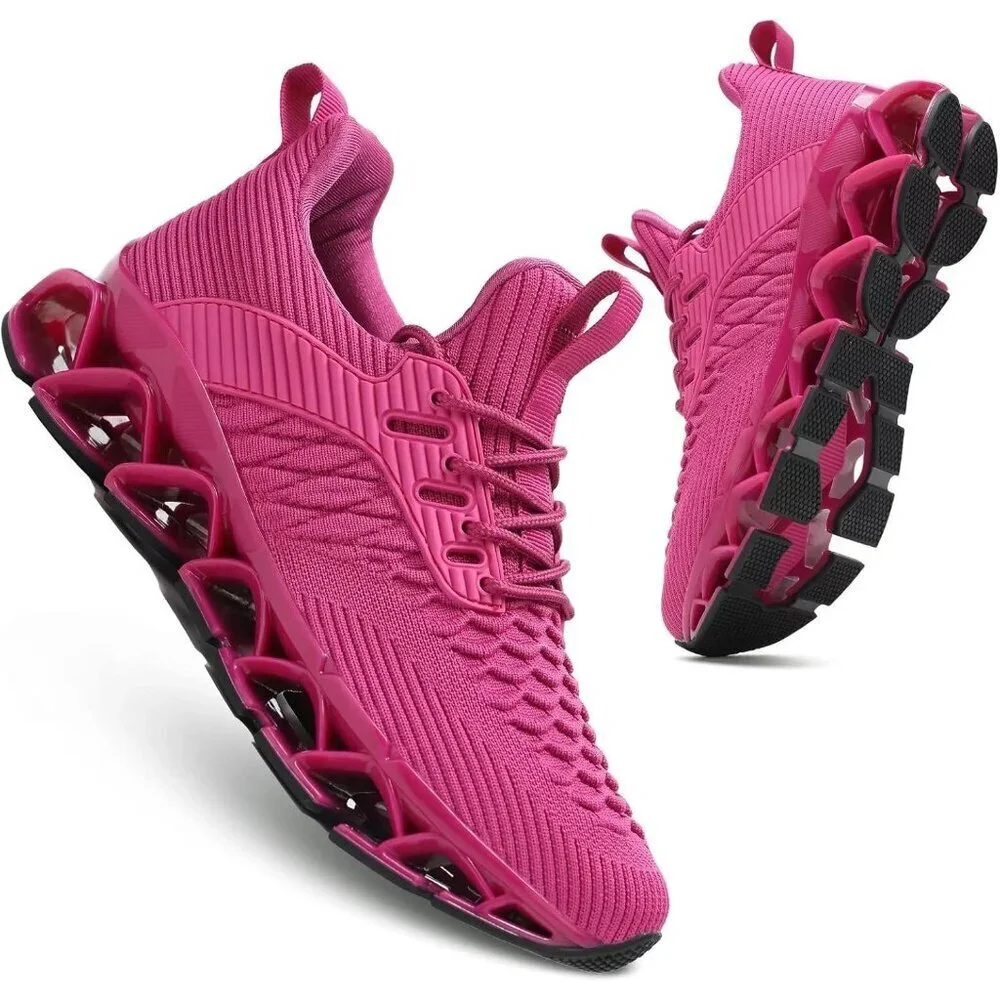 Women Bright Purple Slip-On Walking Running Shoes Blade Sneaker Non-Slip Comfort